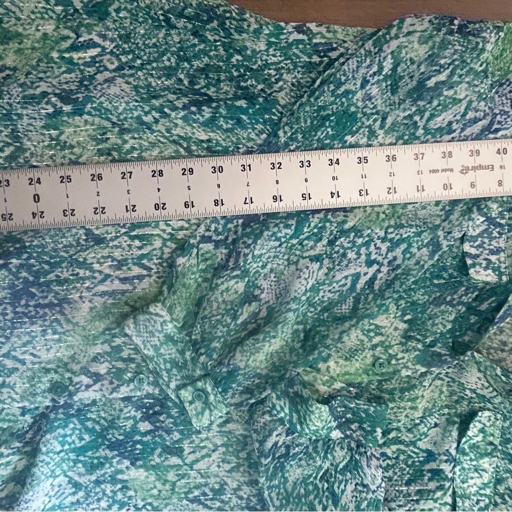 Dana Buchman Teal and White Button Down Shirt - Picture 6 of 9